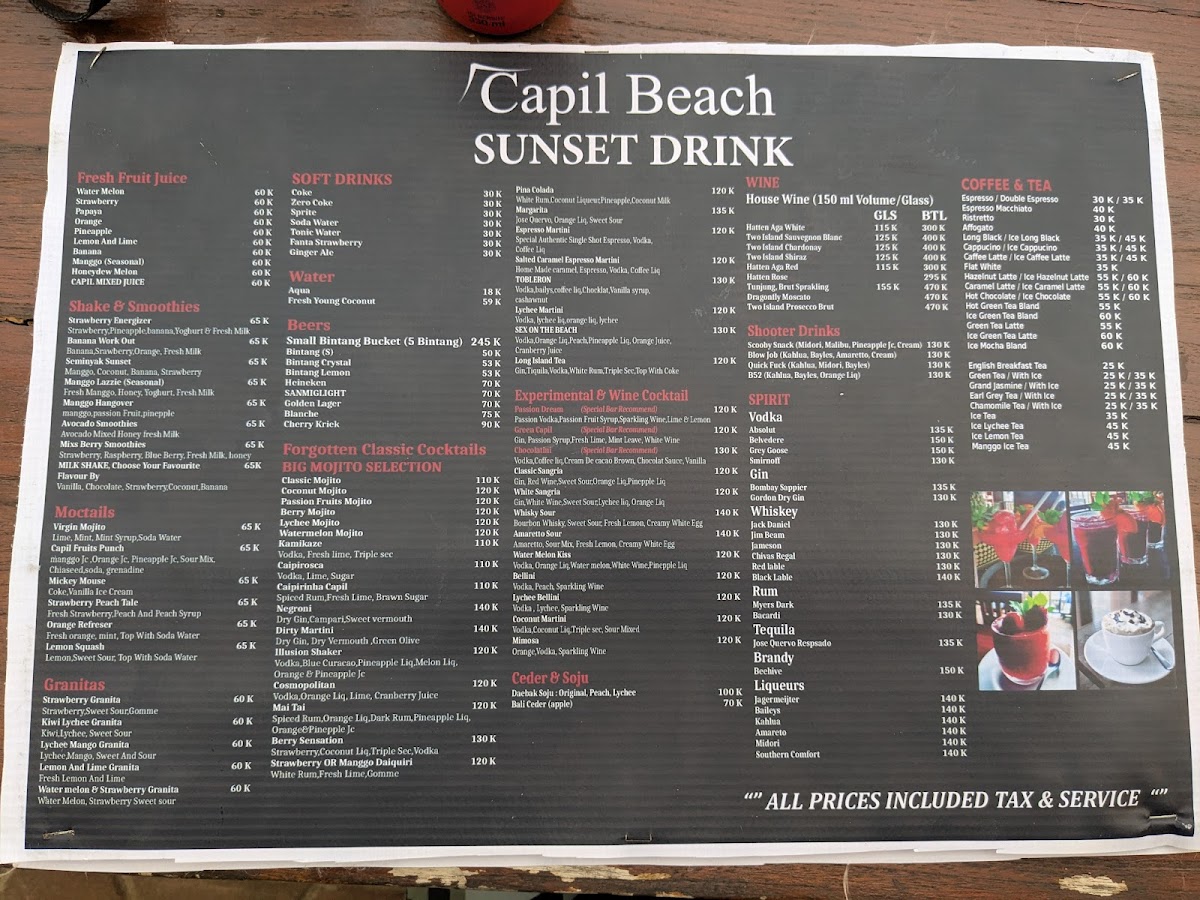 Capil Beach Grill & Bar Menu - Image 1