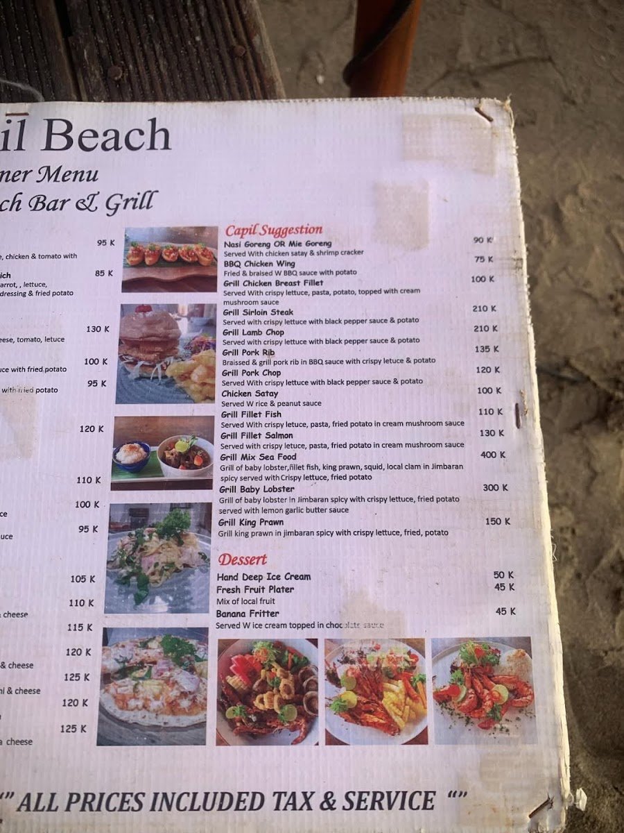 Capil Beach Grill & Bar Menu - Image 3
